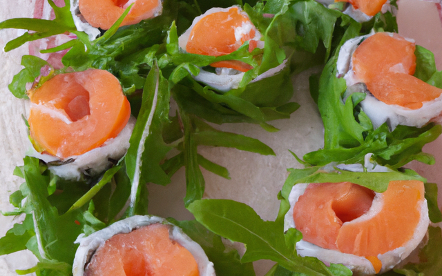 Makis au saumon, pesto et roquette