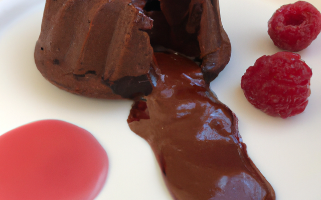 Fondant au chocolat et son coulis de framboise