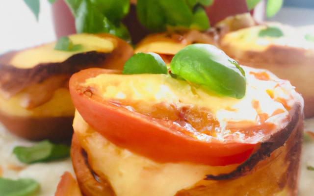 Moelleux au fromage, tomate et basilic