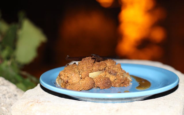 Crumble pommes-châtaigne au cœur caramel