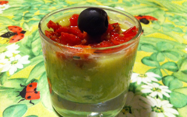 Verrines courgettes olive et ciboulette