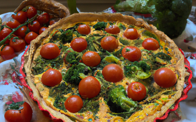 Quiche au brocolis, à la tomate et à la moutarde