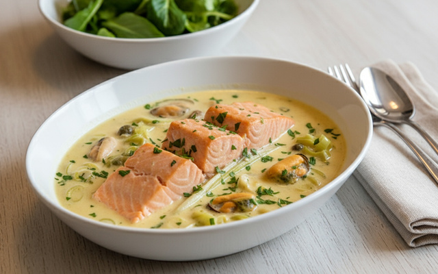 Blanquette de saumon aux poireaux