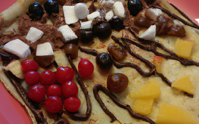 Crêpe fourrée aux fruits secs et nappée de chocolat fondu