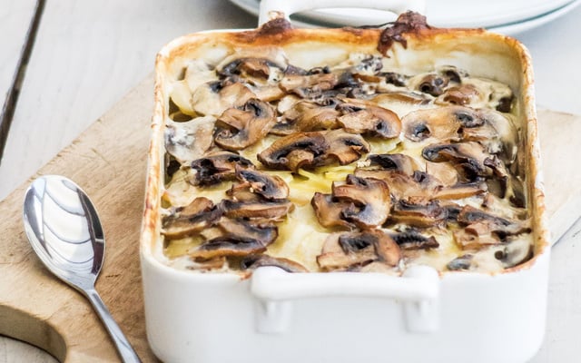 Gratin de champignons de Paris et pommes de terre