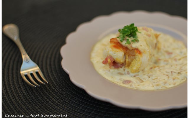 Paupiettes de volaille moutarde, jambon, comté