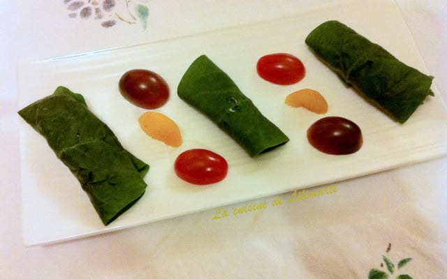 Assiette apéritive : Roulés d'épinards aux abricots secs et au Roquefort