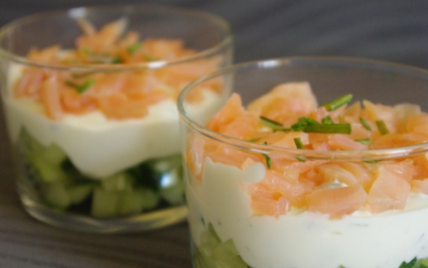 Verrines concombre et saumon rapides