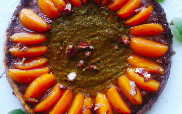 Tarte fine aux abricots au yaourt pistaché et cacao
