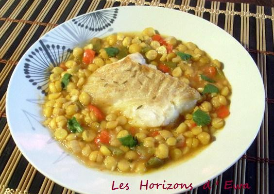 Pavés de cabillaud et pois chiches au cumin