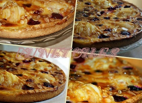 Tarte amandine aux poires et framboises inratable