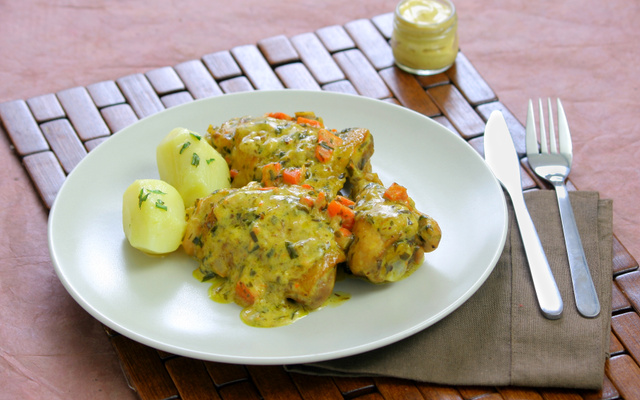 Poulet à l'estragon et moutarde de Dijon