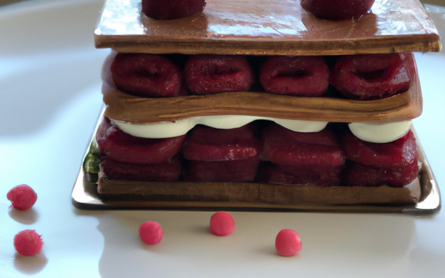 Mon mille feuilles au chocolat et mousse aux framboises