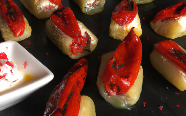 Tapas, pimentos  del pequillo farcis à la brandade de morue