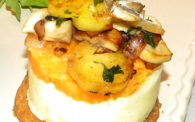 Sablé au parmesan, trilogie de légumes