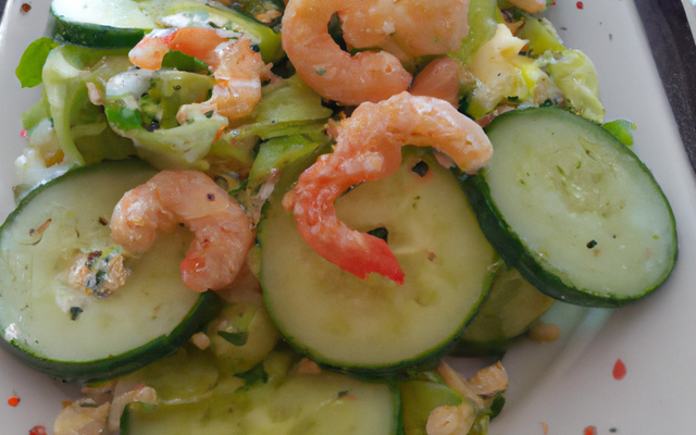 Salade de concombre et crevettes