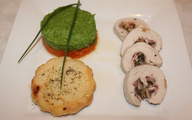 Roulé de dinde farci aux champignons de Paris