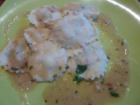 Raviolis farcis au jambon et sa sauce au cresson
