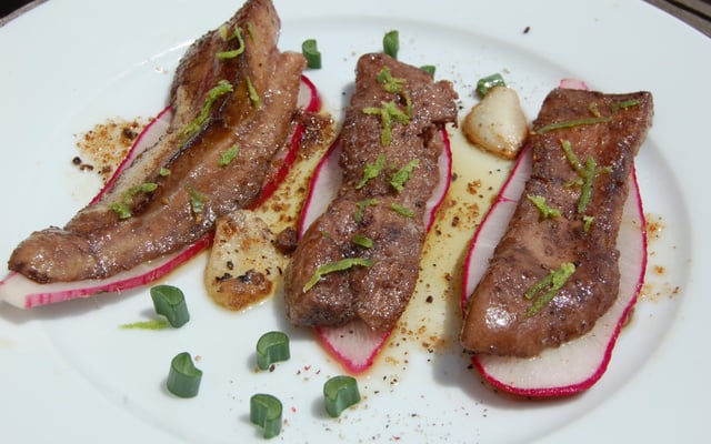 Foie de maigre, macroptère et radis