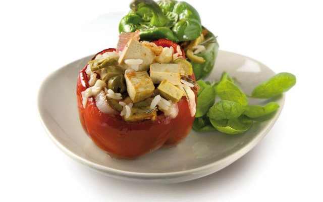 Poivrons farcis au Tofou fumé