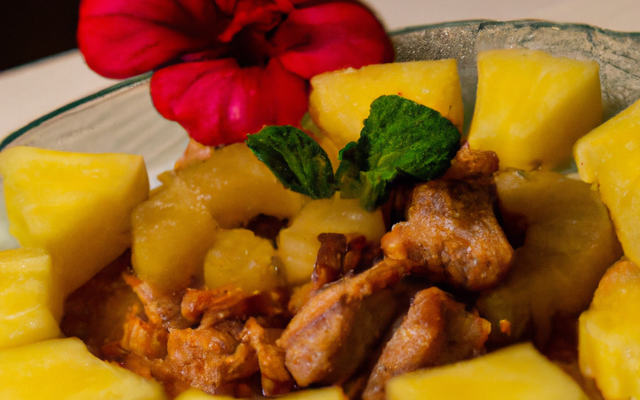 Sauté de porc à l'ananas et combava