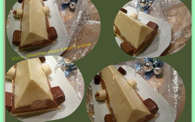 Bûche clémentine-choco et insert praliné