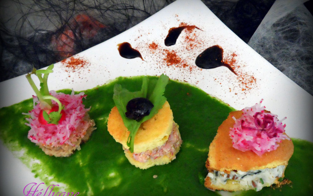 Mini sandwichs " jambon beurre, radis beurre et roquefort ciboulette" revisités