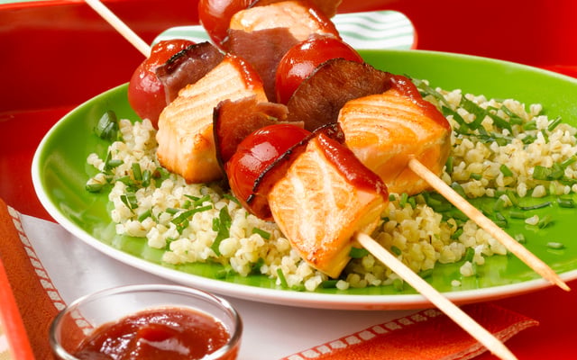 Brochettes de saumon