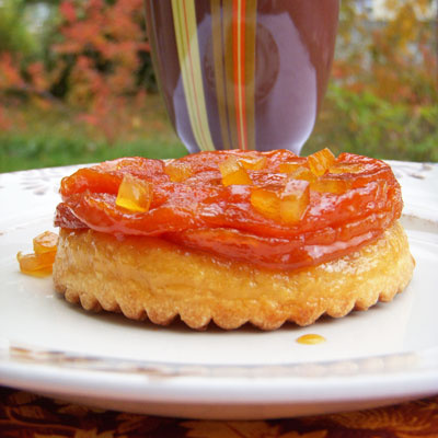 Tatin de butternut aux écorces d'oranges confites & chocolat blanc