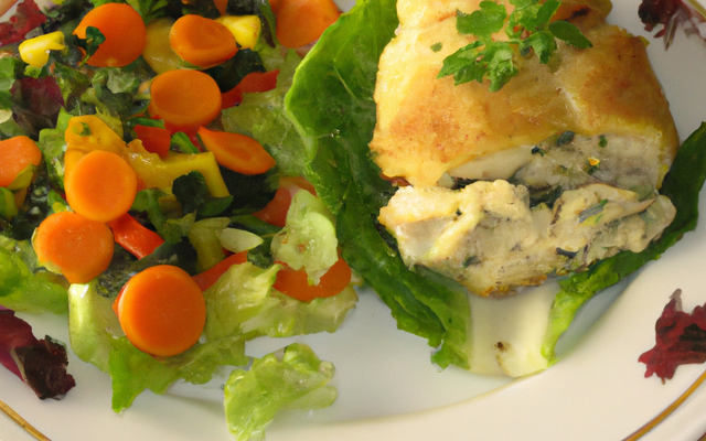 Volaille du Gâtinais en croûte de sel, fricassée de petits Légumes glacés et salade de cresson de Méréville