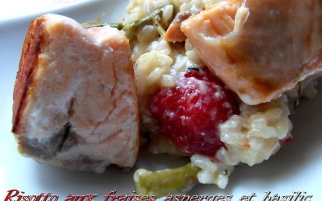 Risotto aux fraises asperges et basilic