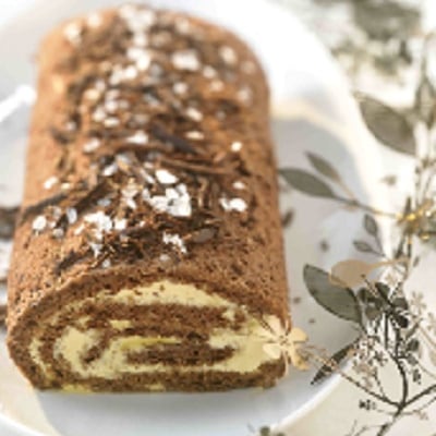 Bûche chocolat et caramel au beurre salé