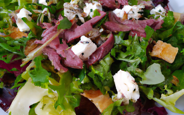 Salade : mesclun, chèvre chaud, viande des grisons