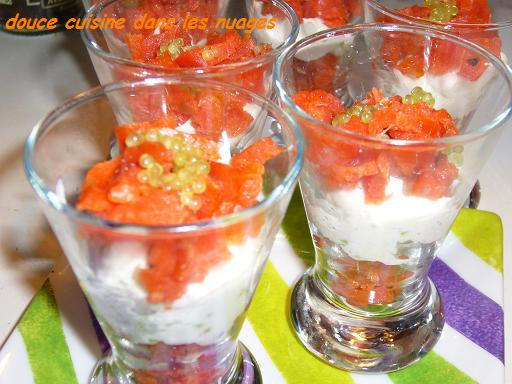 Verrines saumon citron-caviar