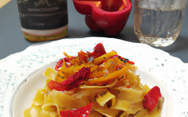 Tagliatelle au cidre et au poivron rouge