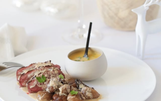 Magret à la sauce au Foie Gras et châtaignes