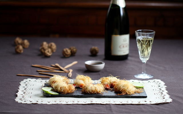 Gambas croustillantes en pâte de kadaïf