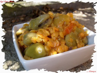 Curry de fêves et lentilles roses
