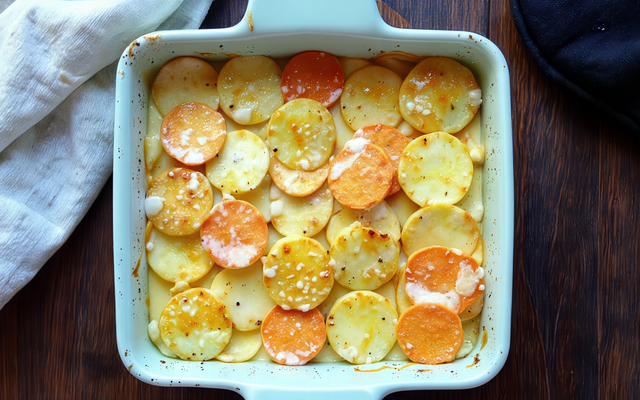 Gratin de pommes de terre et patates douces