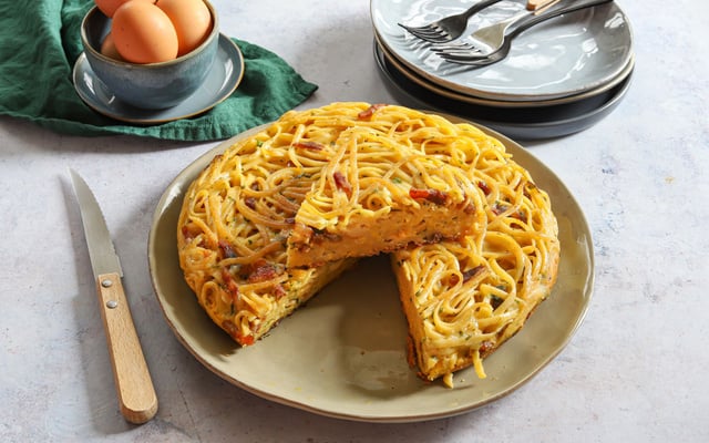 Frittata de pâtes façon carbonara