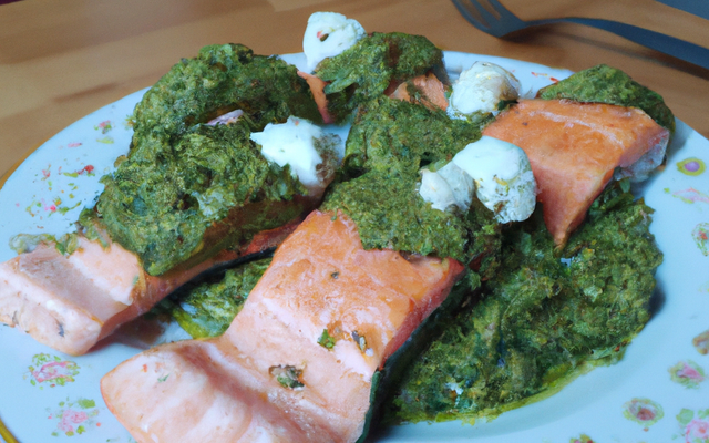 Filet de saumon au chèvre et pesto