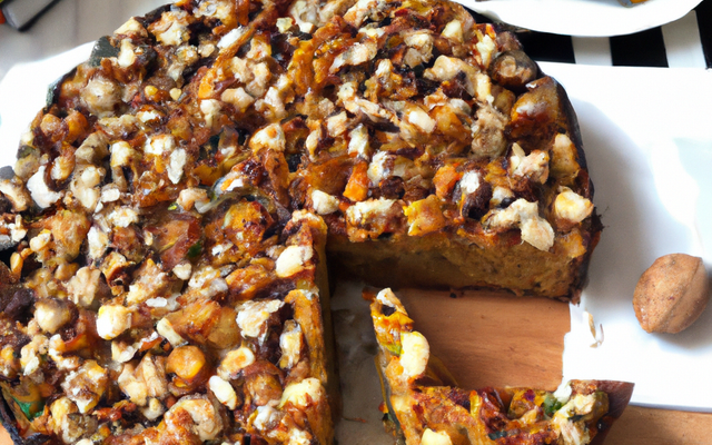 Gateau courge, pomme, noisettes