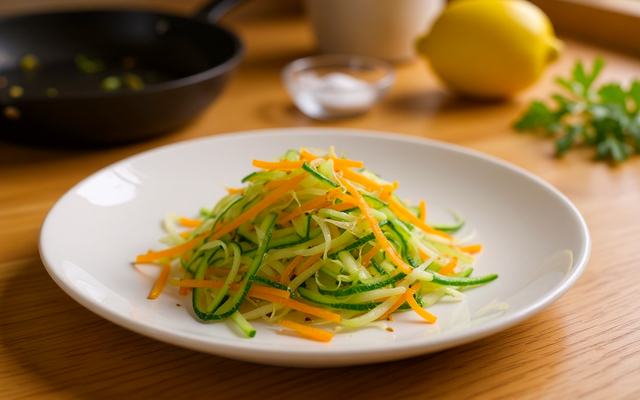 Poêlée de courgettes et carottes en julienne