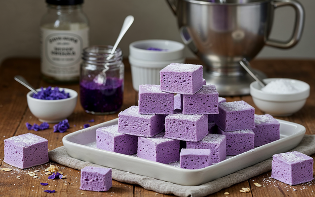 Guimauve sans gélatine animale (agar-agar) et violette