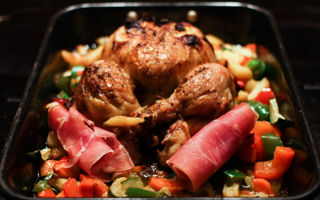 Poulet au jambon cru, Philadelphia et romarin