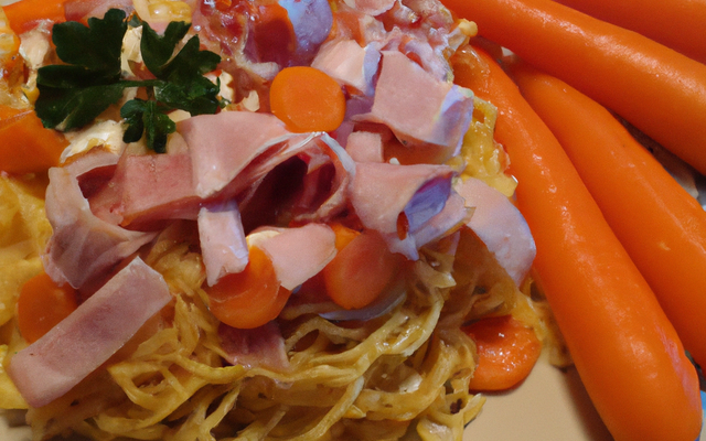 Spaghettis aux carottes & jambon