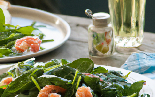 Salade d'épinards crus aux crevettes