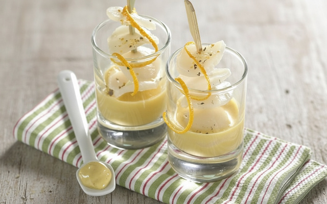 Nage de Saint-Jacques en verrines