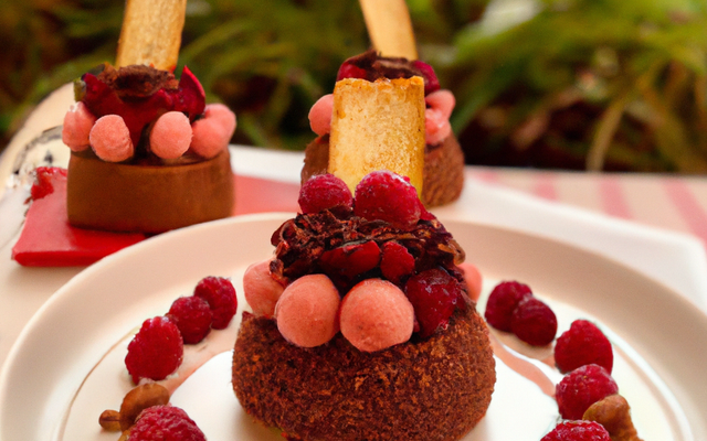 Nid croquant à la mousse chocolat et framboises