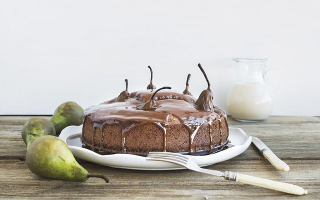 Gâteau au chocolat et poires